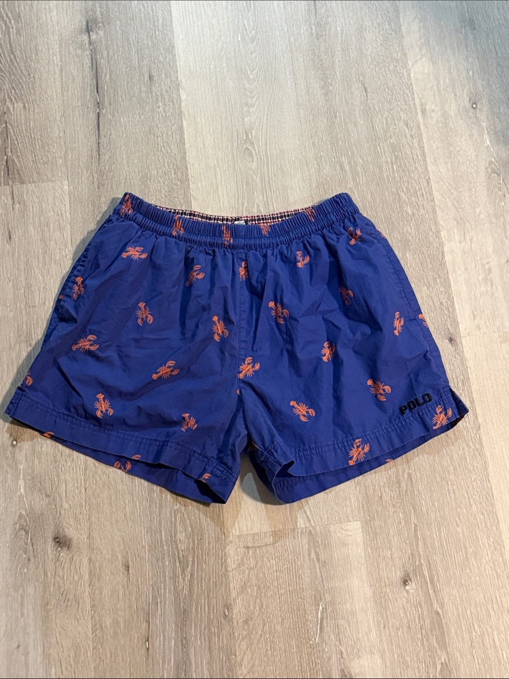 Polo by Ralph Lauren Navy Swim Trunks with Orange Lobster Print